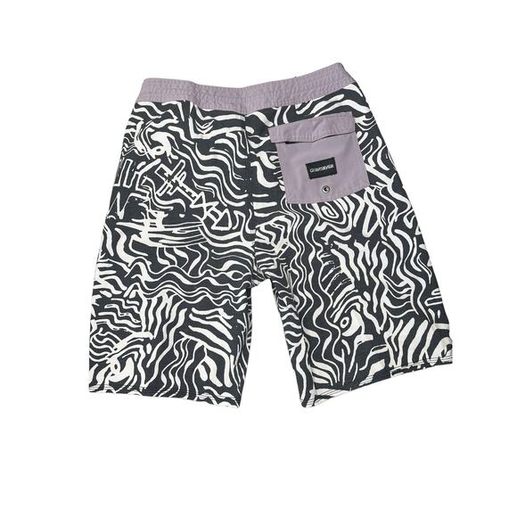 QuiksilverBeach Board Shorts lace up vlecro black white purple size 28 - Picture 2 of 6